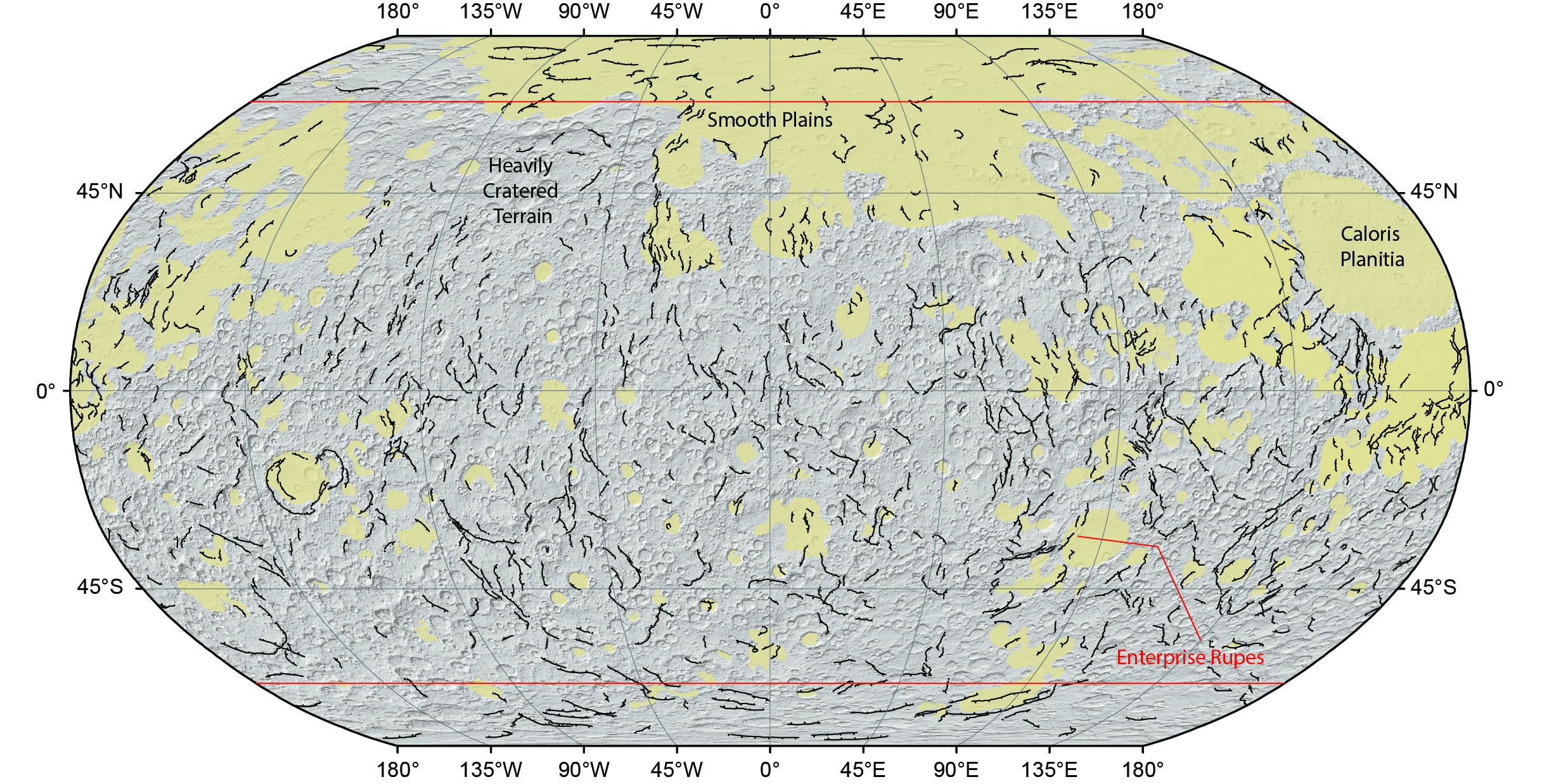 Lobate scarps Map
