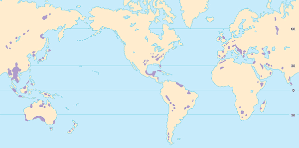 Major areas of karst topography