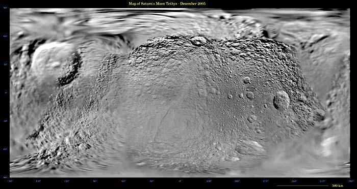 Shaded relief map of Tethys