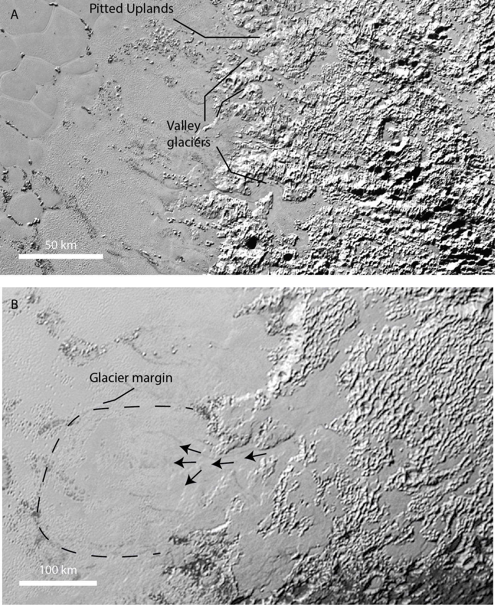 Pitted uplands/glaciers